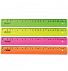 Линейка 25см  Neon Crystal пласт. ассорти Стамм,  Россия
