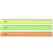 Линейка 30 см пласт., СТАММ прозрачная, флоуресцентная , РФ