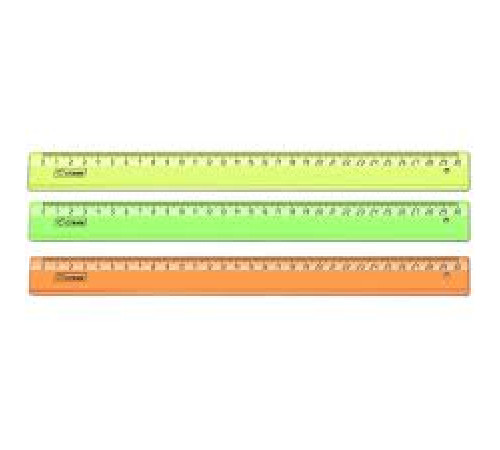 Линейка 30 см пласт., СТАММ прозрачная, флоуресцентная , РФ
