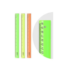 Линейка 30см СТАММ "Neon Crystal", пластиковая прозрачная,  ассорти, РФ