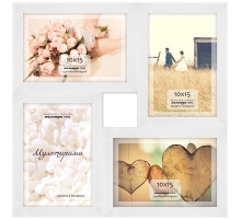 Мультирама дерев. со стеклом на 4 фото, белая, РБ