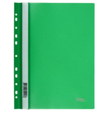Скоросшиватель пласт.А4 прозр.верх, боковая перфор. зелен. Стамм 0,18мм, РФ