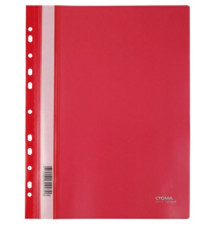 Скоросшиватель пласт.А4 прозр.верх, боковая перфор. красн. Стамм 0,18мм, РФ