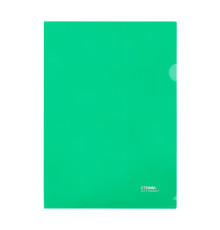 Папка-уголок А4 Стамм, 180 мкм, прозрачная, зеленая, пластик, РФ