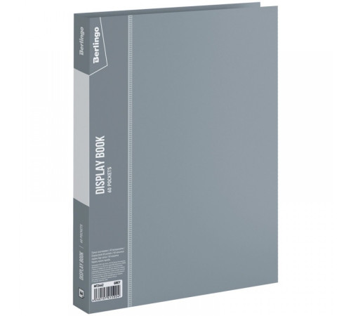 Папка 60 карманов с файлами Berlingo "Standard" 700 мкм, серая, РФ