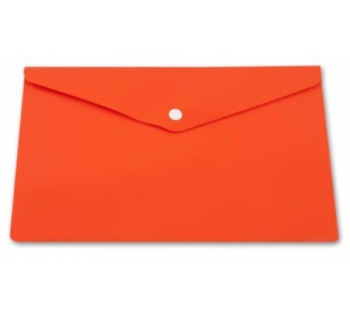 Папка-конверт  А4 на кнопке Бюрократ, оранжевый, непрозрачный 0.18мм. РФ