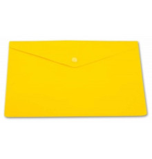 Папка-конверт  А4 на кнопке Бюрократ, желтый, непрозрачный, 0.18мм. РФ