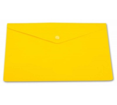 Папка-конверт  А4 на кнопке Бюрократ, желтый, непрозрачный, 0.18мм. РФ