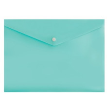 Папка-конверт  А4 на кнопке Бюрократ, мятный, кнопка белая, непрозрачный, 0.18мм. РФ