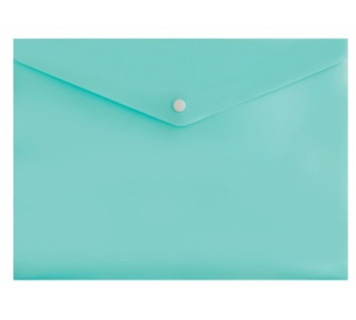 Папка-конверт  А4 на кнопке Бюрократ, мятный, кнопка белая, непрозрачный, 0.18мм. РФ