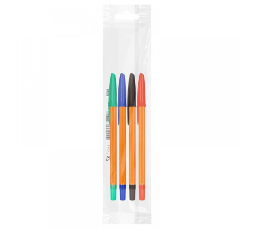 Набор шариковых ручек Стамм "111 Orange", линия 1мм, 4шт, 4цв, РФ