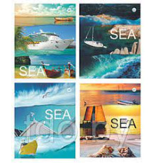 Тетрадь общая А5, 96 л. на скобе клетка обл.карт., Морская природа,  РБ