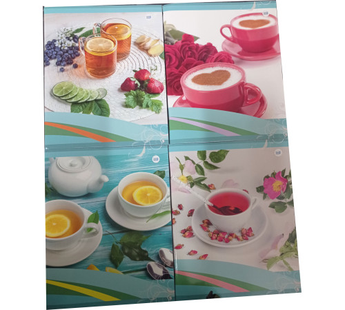 Тетрадь общая А5, 96 л. на скобе клетка обл.карт 170*205мм Чайная пауза,  РБ