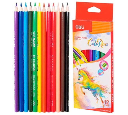 Карандаши 12 цв. треугольные «ColoRun» (Deli), Китай