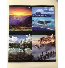 Тетрадь А5,(скоба) 48л,Ф.170*205, КЛЕТКА , серия "Сезоны", РБ