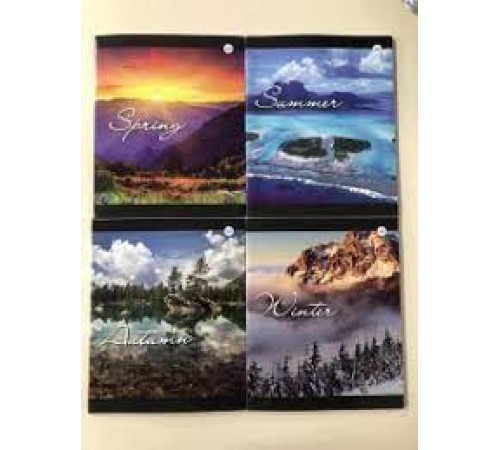 Тетрадь А5,(скоба) 48л,Ф.170*205, КЛЕТКА , серия "Сезоны", РБ