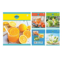 Тетрадь А5,(скоба) 48л,Ф.170*205, КЛЕТКА , серия Цитрусовый коктель, РБ