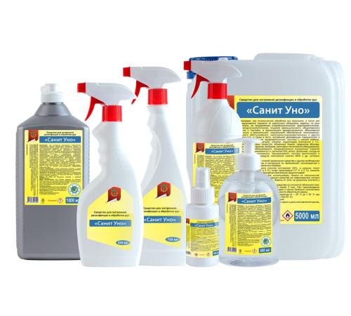 Санит Уно ср-во для экстренной дезинфекции и обработки рук кан. 5л, Без НДС согл. пп1.16 п.1 ст.. РБ