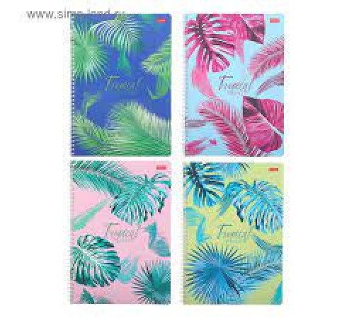 Тетрадь общая А4, 96 л. клетка на гребне Яркие листья,  РФ