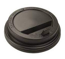 Крышка пластиковая для стакана д=90мм для горячих напитков, 100шт/упак, цв.черный с клапаном, РБ