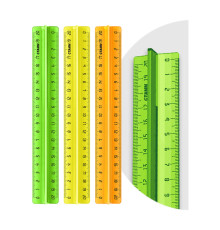 Линейка 20см Стамм, пластиковая с держателем, прозрачная.,неон цвета ассорти, РОССИЯ