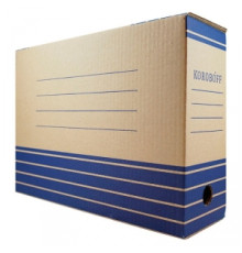 Коробка архивная 100 мм. Koroboff бурый/синий, арт.оф100б. РБ