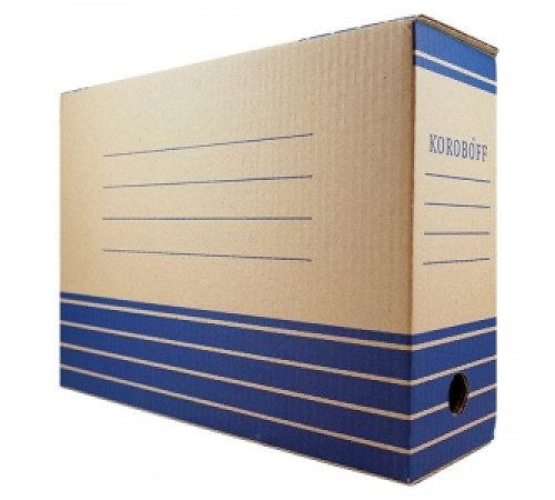 Коробка архивная 100 мм. Koroboff бурый/синий, арт.оф100б. РБ