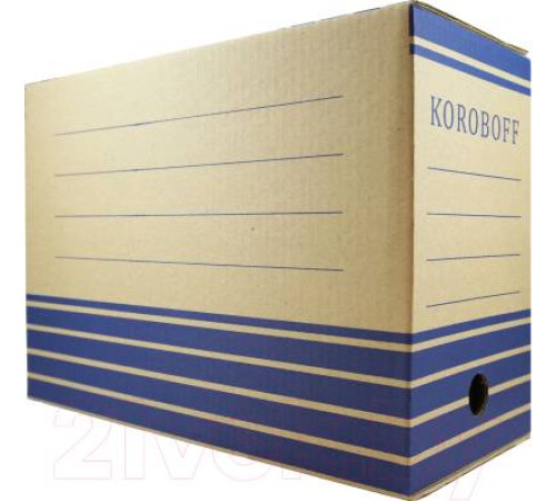 Коробка архивная 150 мм. Koroboff бурый/синий,   арт.оф150б. РБ