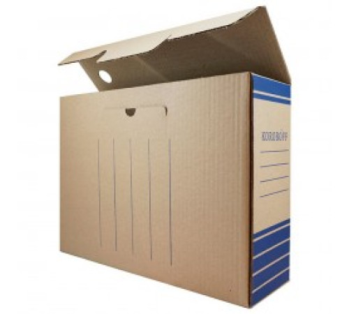 Коробка архивная 80 мм. Koroboff бурый/синий, арт.оф80б, РБ